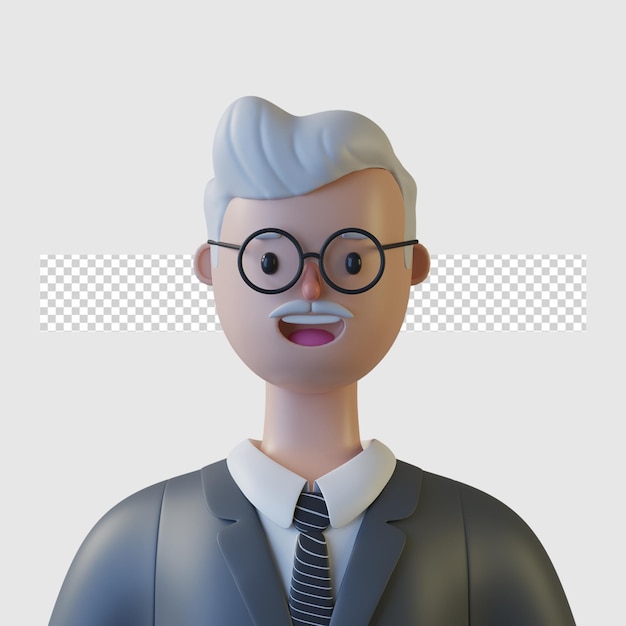 Avatar de personagem de desenho animado 3d isolado em renderização 3d