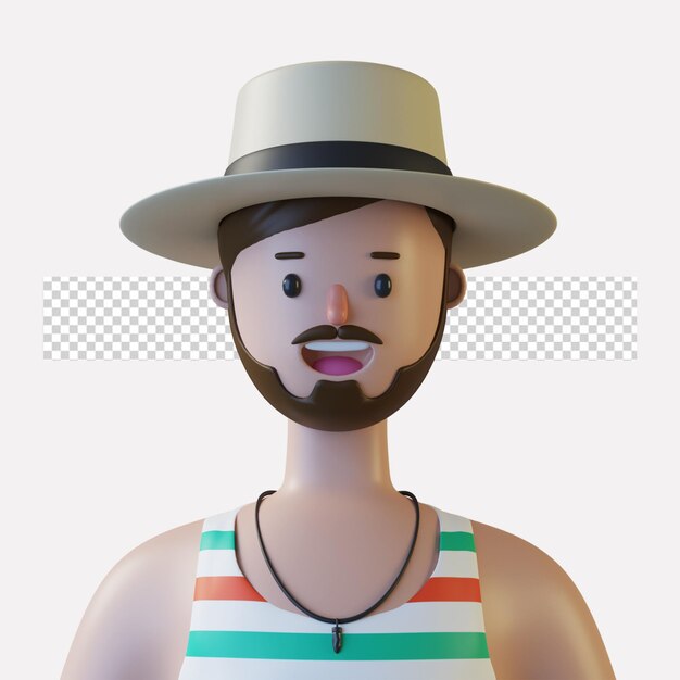 Avatar de personagem de desenho animado 3d isolado em renderização 3d