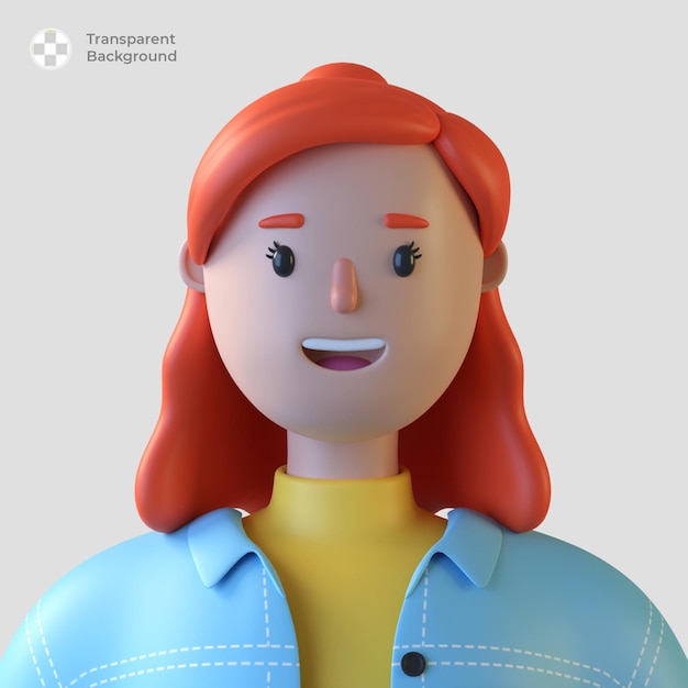 avatar de personagem de desenho animado feminino 3d isolado em renderização 3d