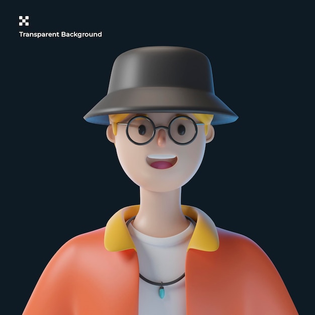 PSD avatar de personagem de desenho animado masculino 3d
