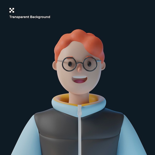 PSD avatar de personagem de desenho animado masculino 3d