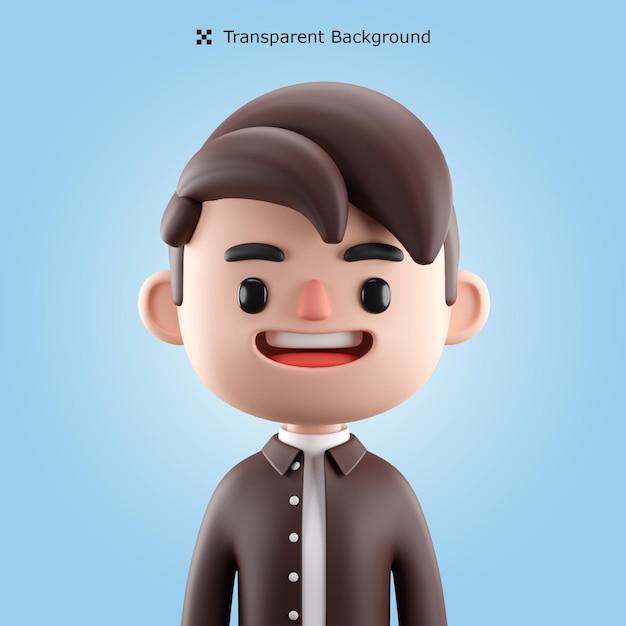 Avatar de personagem de desenho animado masculino psd 3d isolado em renderização em 3d