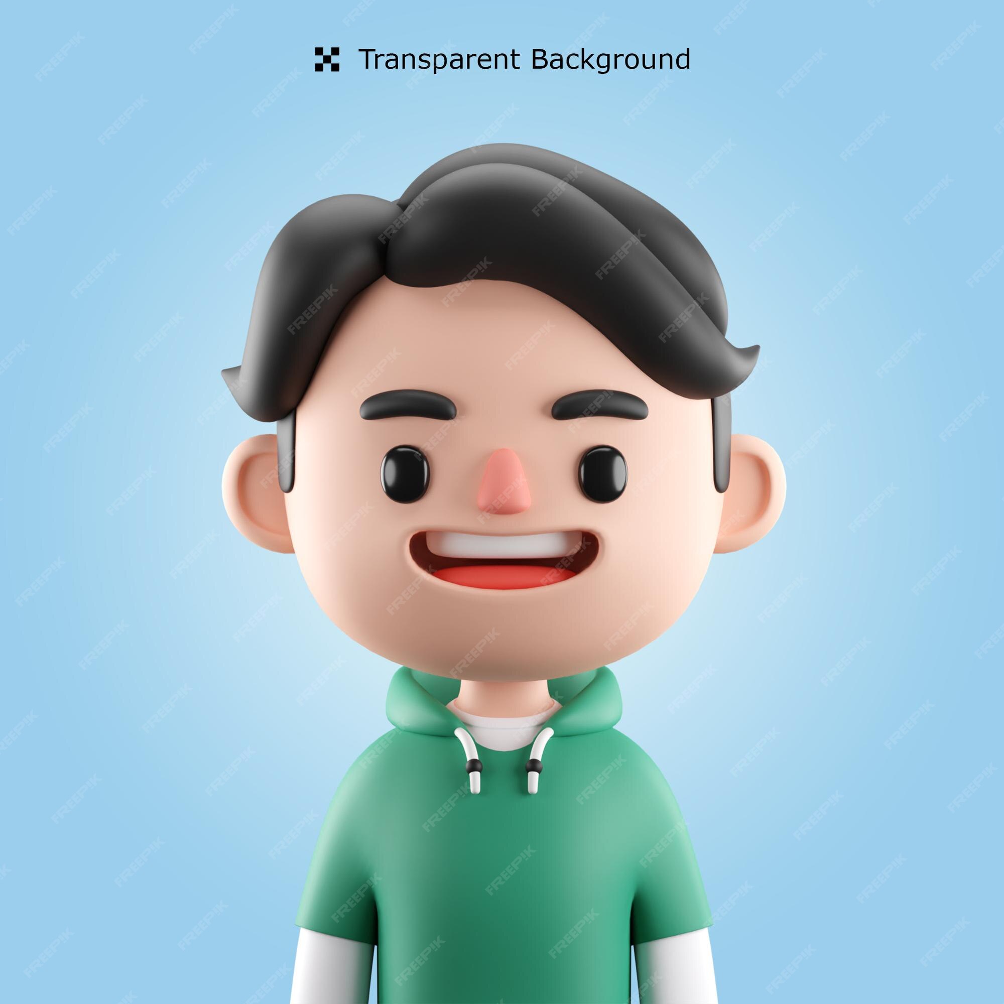 Ilustração de avatar de menino de desenho animado de renderização