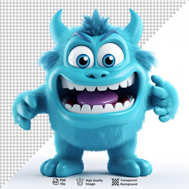 PSD avatar de personagem monstro 3d em fundo transparente
