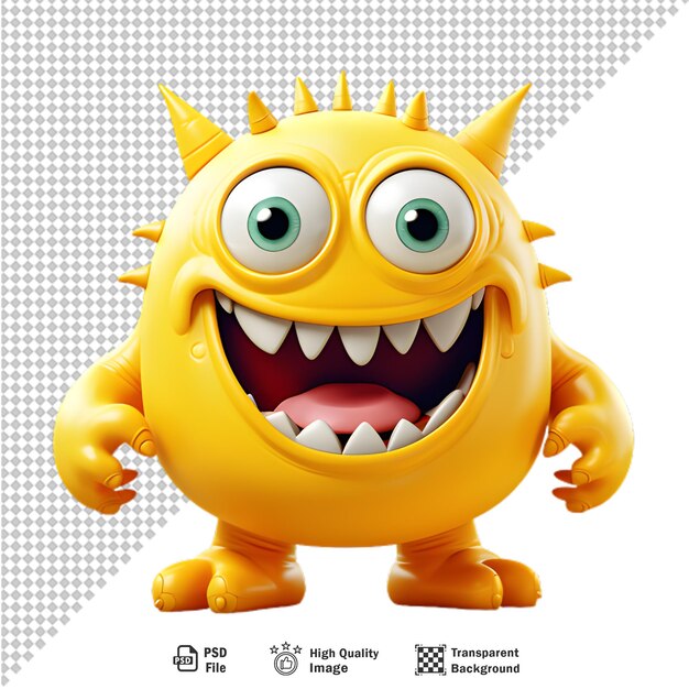 Avatar de personagem monstro amarelo 3d em fundo transparente