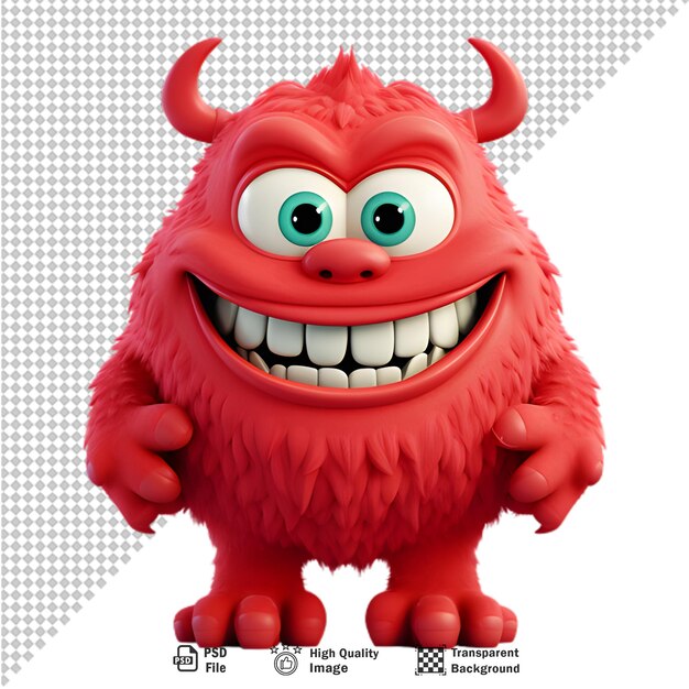 PSD avatar de personagem monstro vermelho 3d em fundo transparente