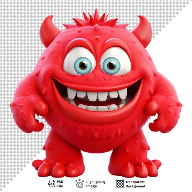 PSD avatar de personagem monstro vermelho 3d em fundo transparente