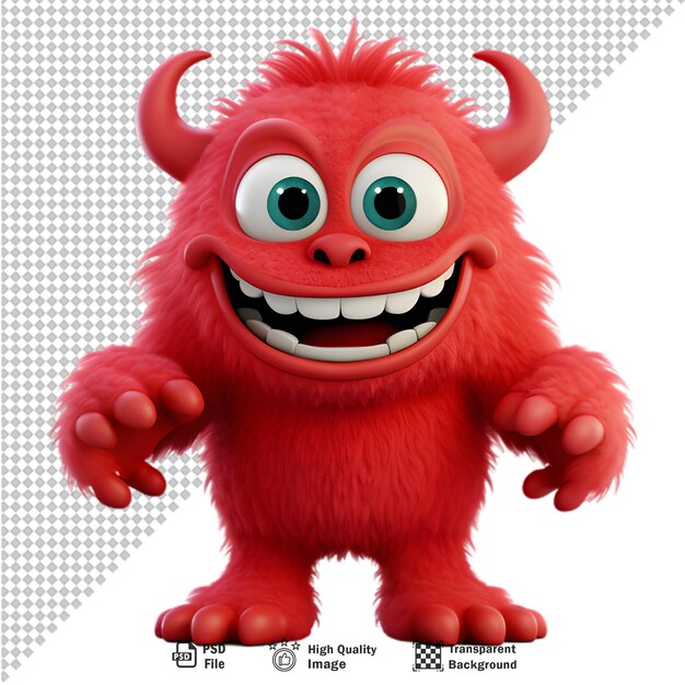 PSD avatar de personagem monstro vermelho 3d em fundo transparente