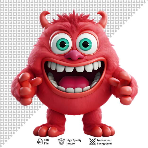 PSD avatar de personagem monstro vermelho 3d em fundo transparente