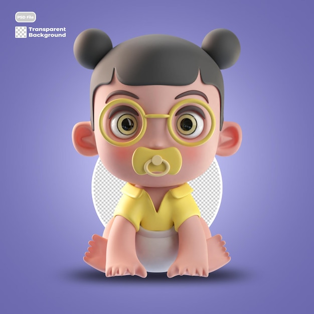 avatar del fumetto del bambino 3d isolato nel rendering 3d