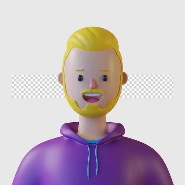 Avatar del personaggio dei cartoni animati 3d isolato nel rendering 3d