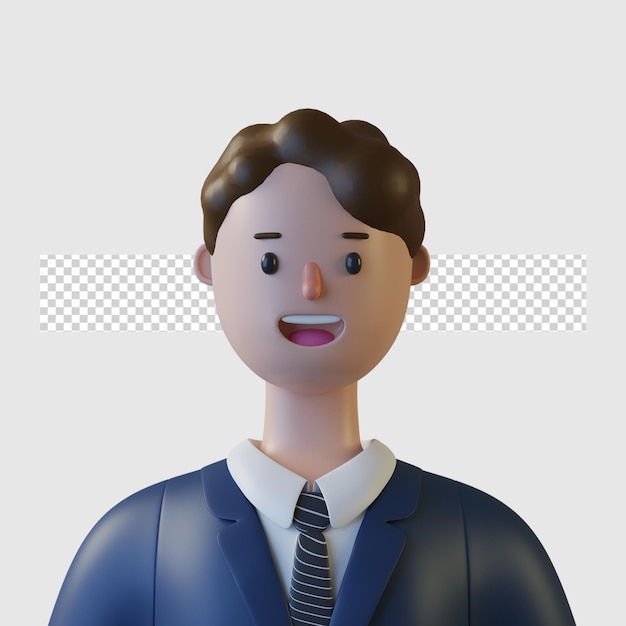 Avatar del personaggio dei cartoni animati 3d isolato nel rendering 3d