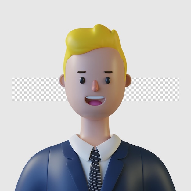 Avatar del personaggio dei cartoni animati 3d isolato nel rendering 3d