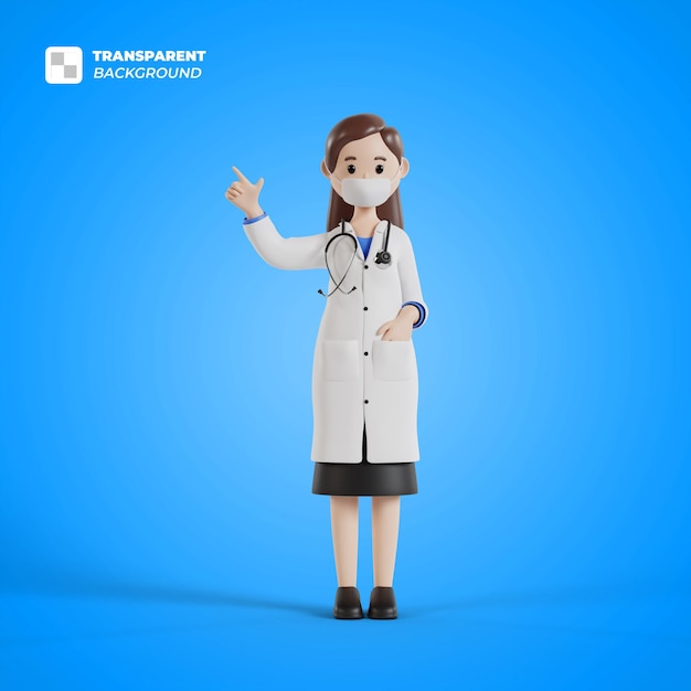 avatar del personaggio dei cartoni animati del medico 3d isolato nel rendering 3d