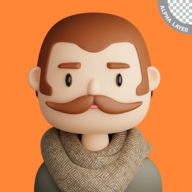 PSD avatar de dessin animé 3d d'un homme souriant