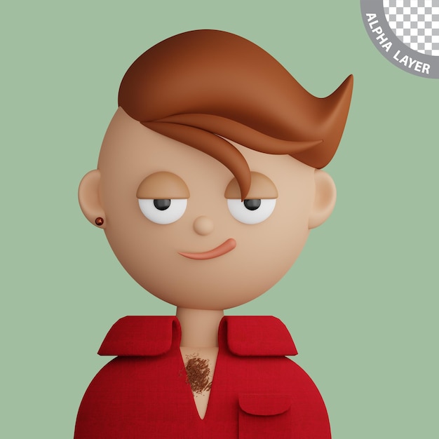 PSD avatar de dessin animé 3d d'un homme souriant