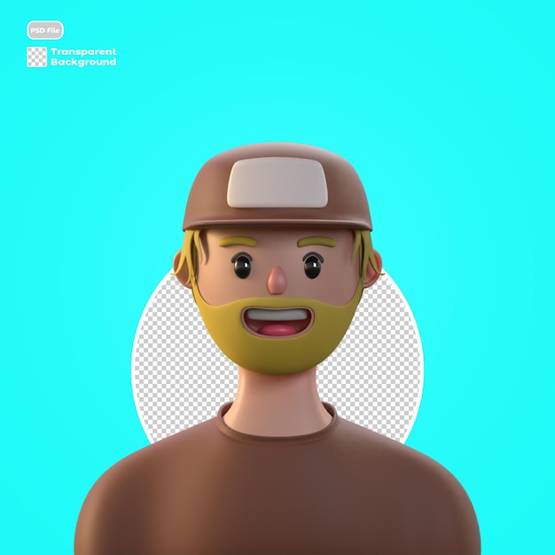PSD avatar de dessin animé 3d isolé dans le rendu 3d