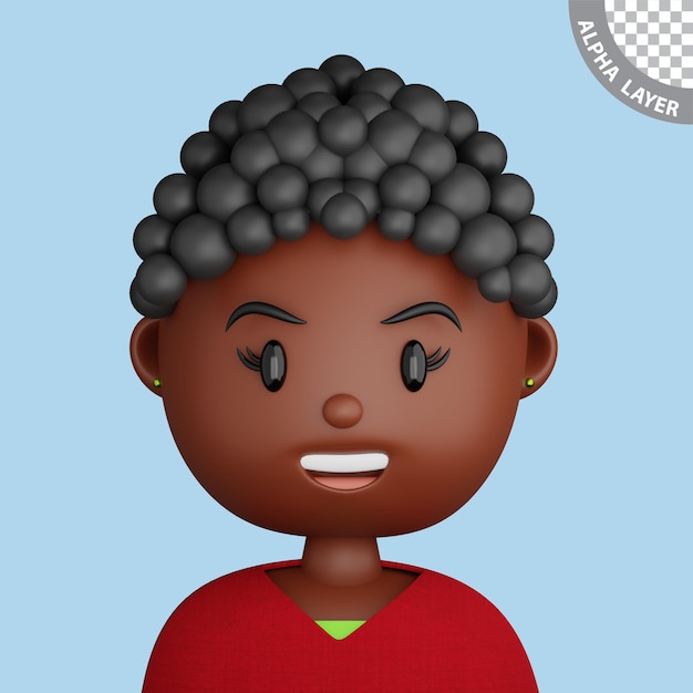 Avatar De Dessin Animé 3d De Jolie Femme Noire