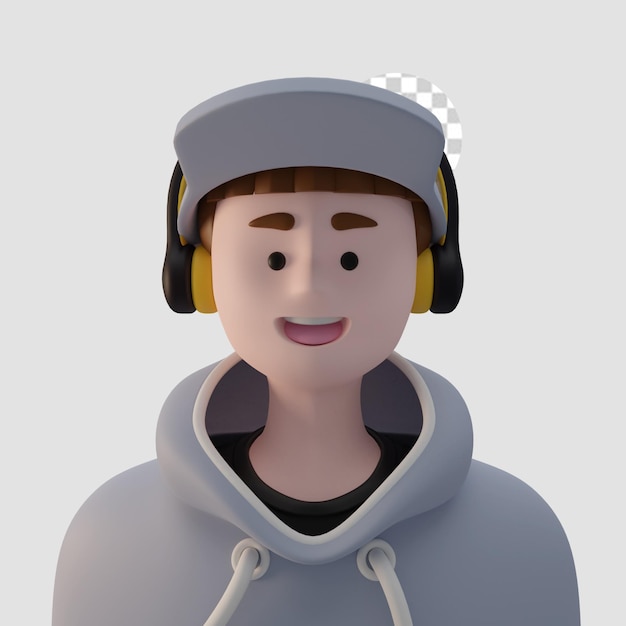 PSD avatar de dessin animé de rendu 3d isolé