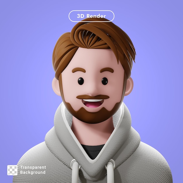 PSD avatar de dessin animé de rendu 3d isolé