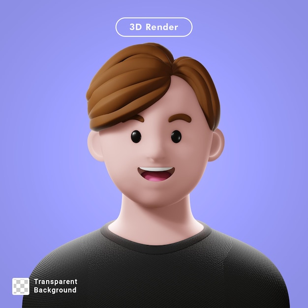 PSD avatar de dessin animé de rendu 3d isolé