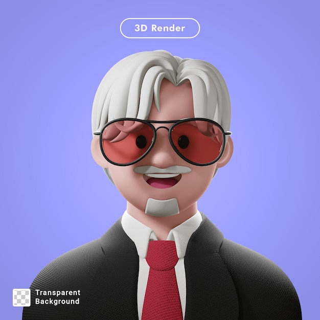 PSD avatar de dessin animé de rendu 3d isolé