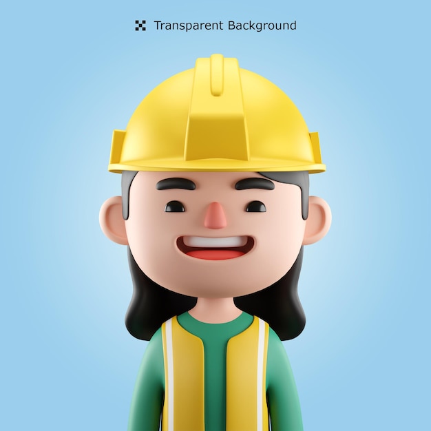 PSD avatar de dessin animé de travailleur de la construction psd 3d