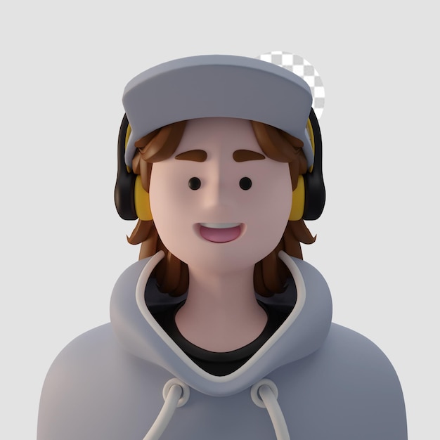 avatar di cartone animato rendering 3d isolato
