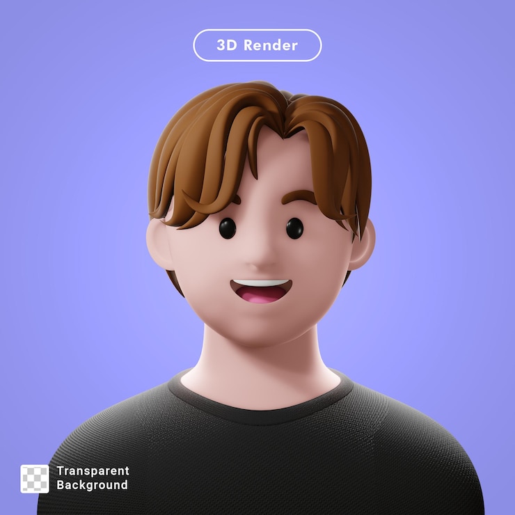 PSD avatar di cartone animato rendering 3d isolato