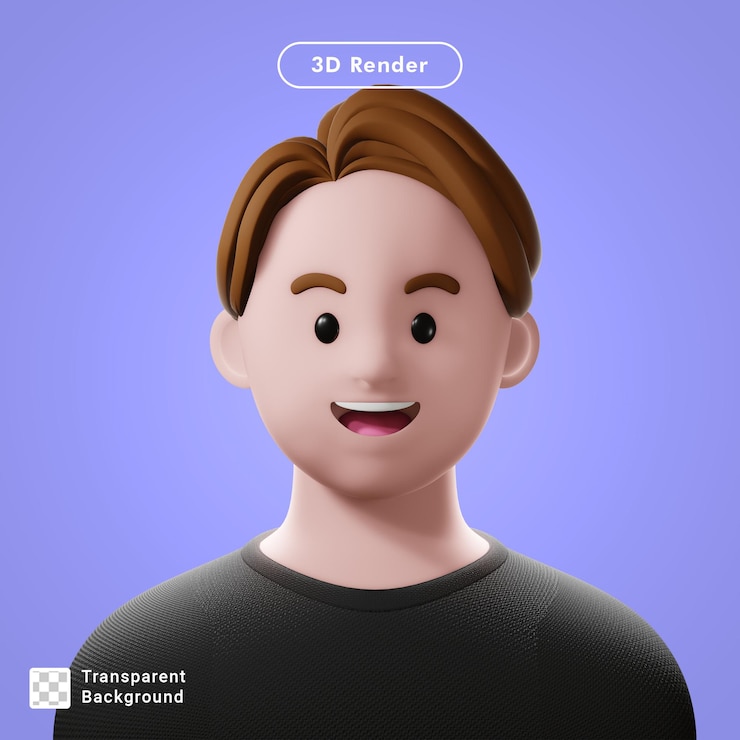 PSD avatar di cartone animato rendering 3d isolato