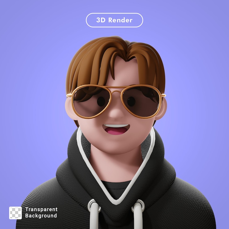 PSD avatar di cartone animato rendering 3d isolato
