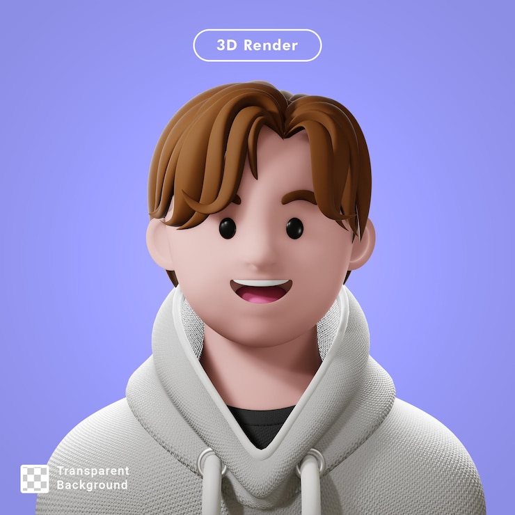 PSD avatar di cartone animato rendering 3d isolato
