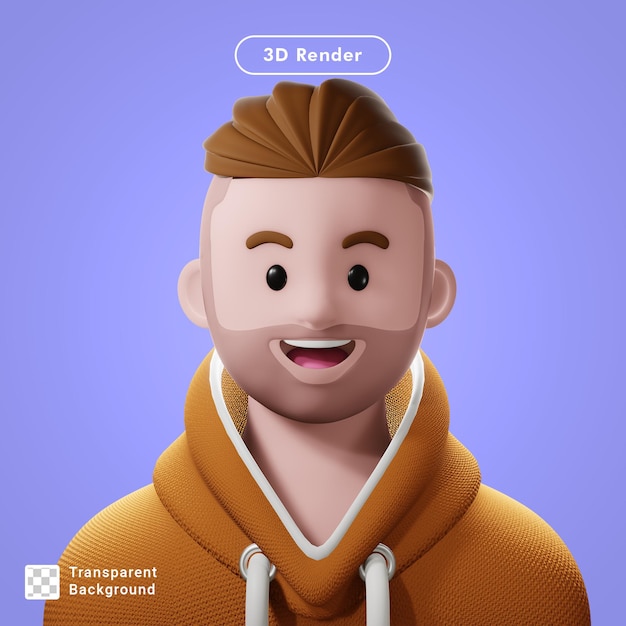 avatar di cartone animato rendering 3d isolato