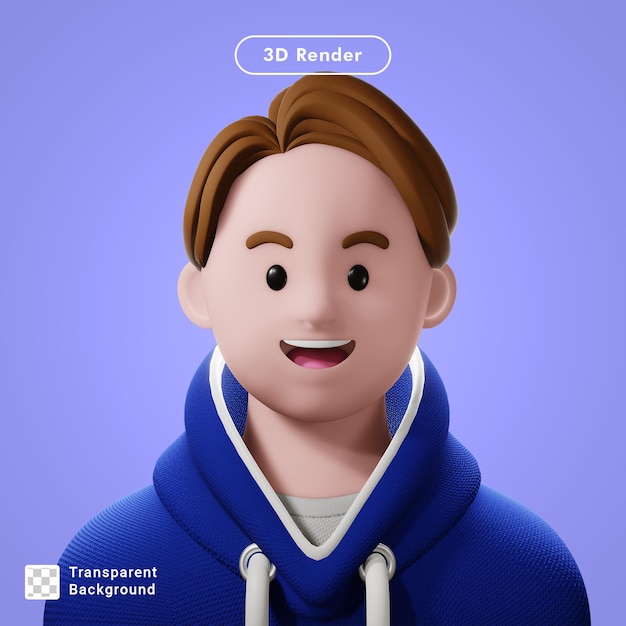 avatar di cartone animato rendering 3d isolato