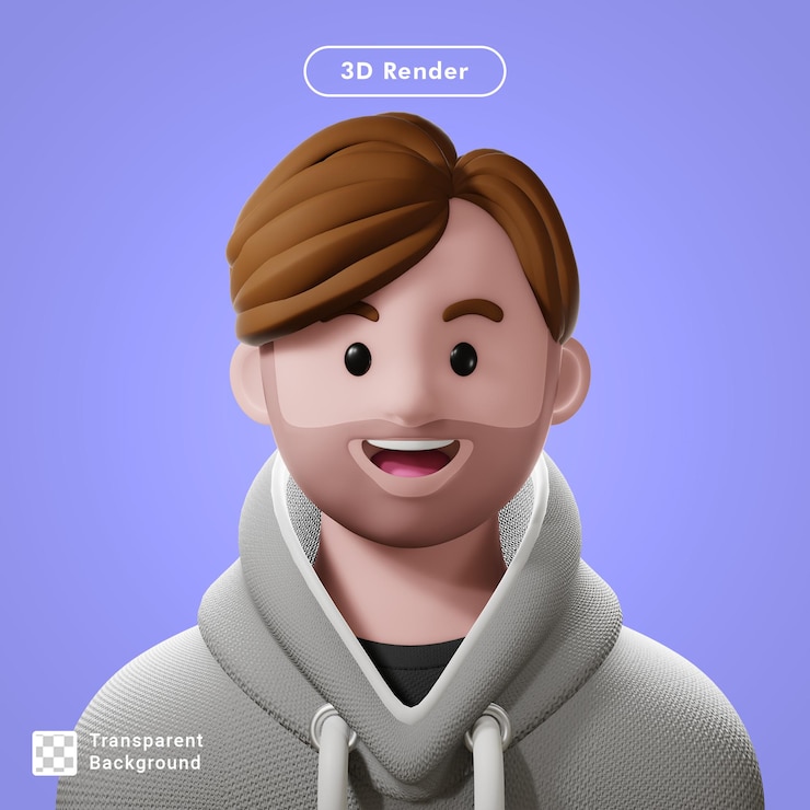 PSD avatar di cartone animato rendering 3d isolato