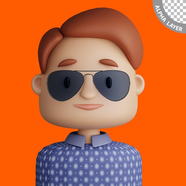 PSD avatar de dibujos animados en 3d del hombre sonriente