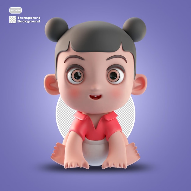 Avatar de dibujos animados de bebé 3d aislado en renderizado 3d