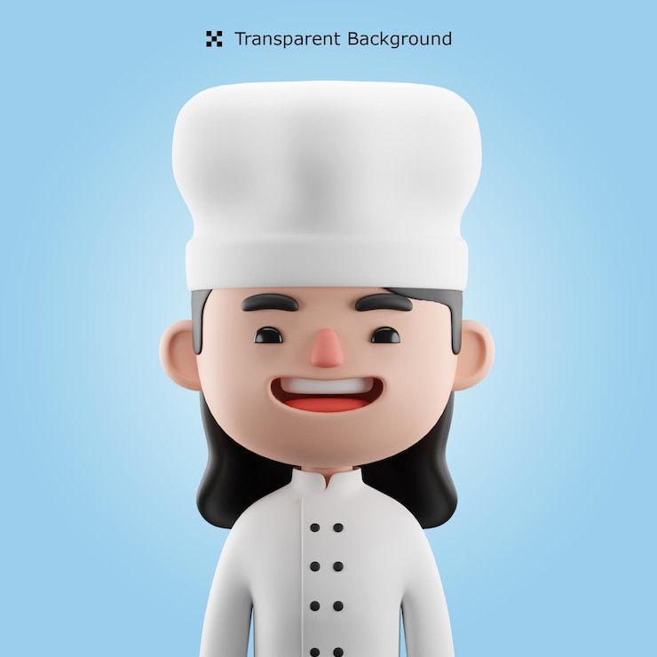 PSD avatar de dibujos animados de chef femenino 3d psd