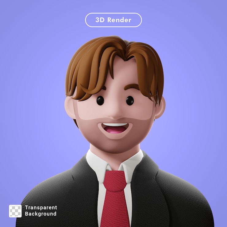 PSD avatar de dibujos animados de procesamiento 3d aislado