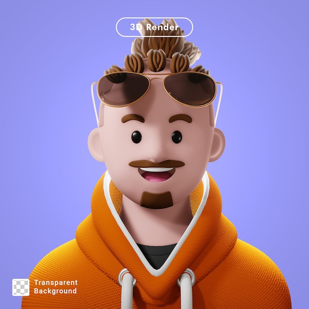Avatar de dibujos animados de procesamiento 3D aislado