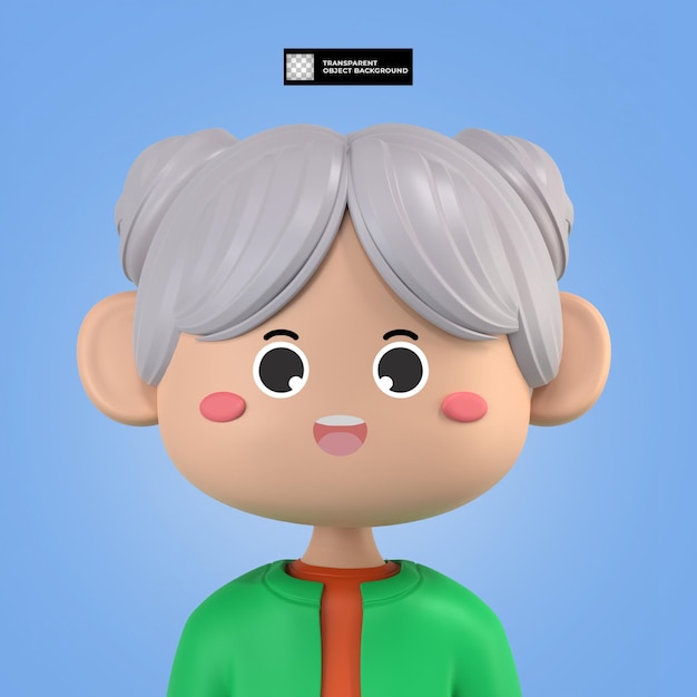 Avatar femminile del personaggio dei cartoni animati 3d isolato