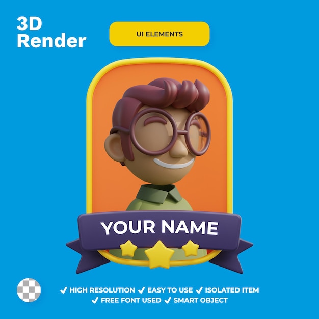 AVATAR FRAME 1 ELEMENTI UI IN RENDER 3D