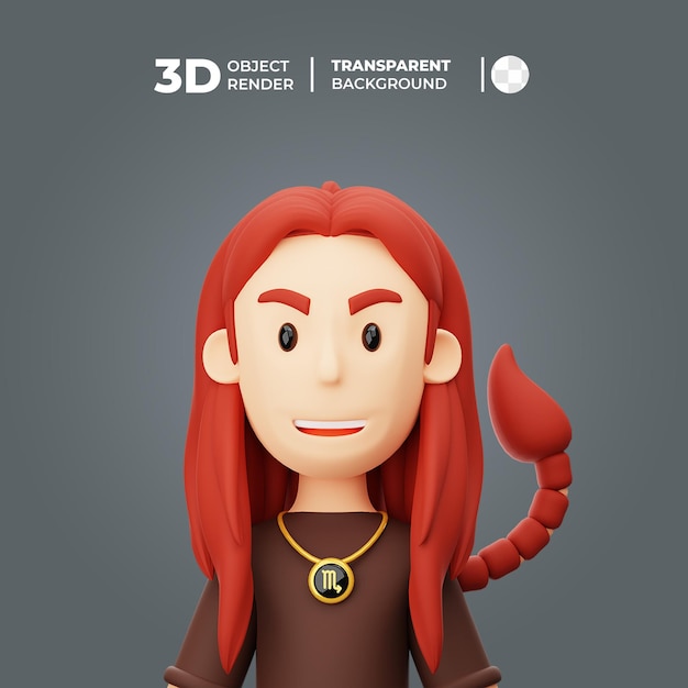 PSD avatar del horóscopo escorpio 3d