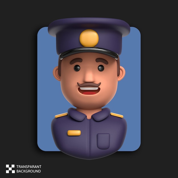 Avatar masculino de profissão de polícia de renderização 3D