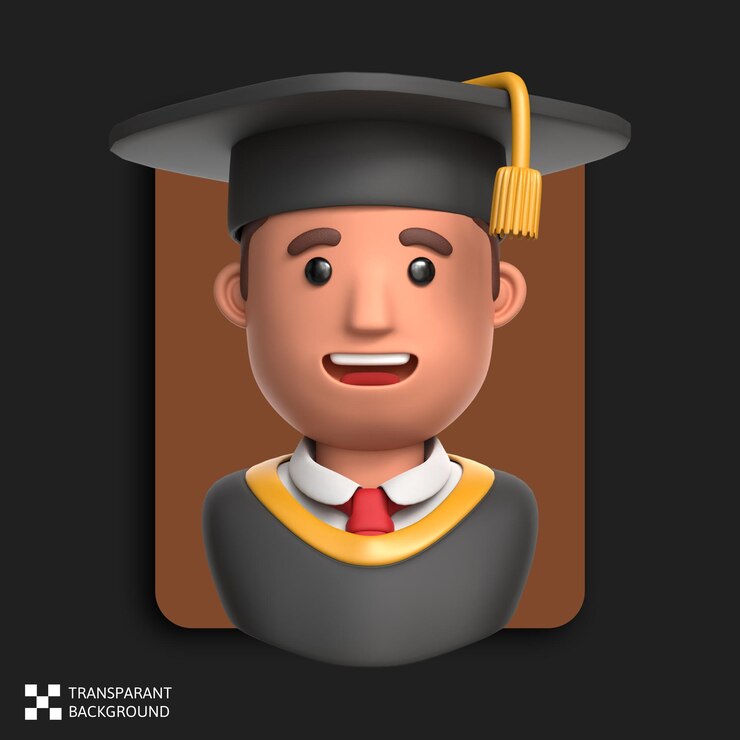 PSD avatar masculino de graduación de renderizado 3d