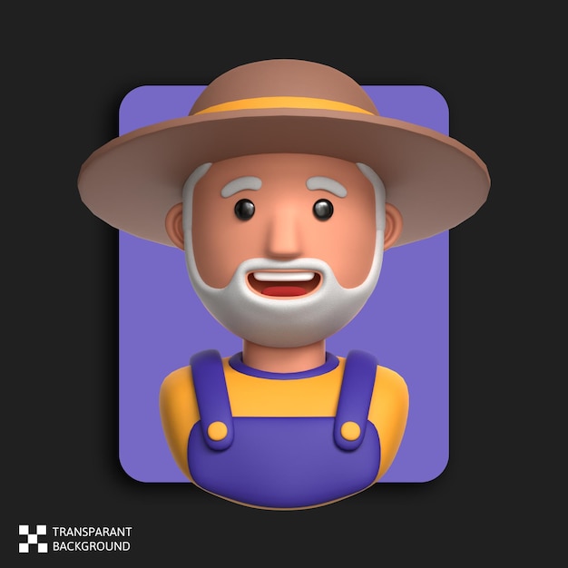 Avatar masculino de profesión de granjero de renderizado 3D