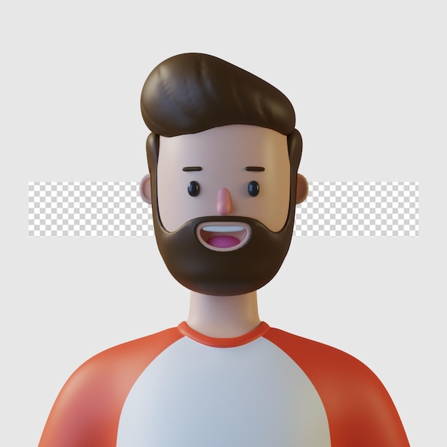PSD avatar de personaje de dibujos animados 3d aislado en renderizado 3d