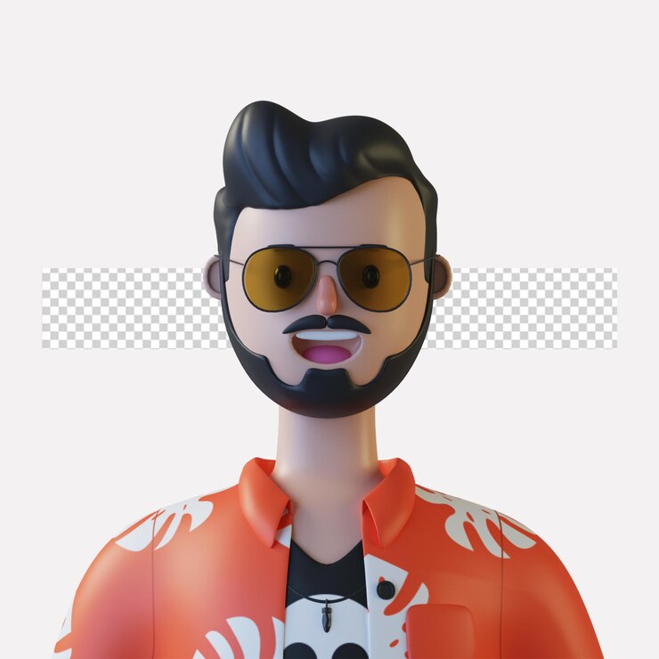 PSD avatar de personaje de dibujos animados 3d aislado en renderizado 3d