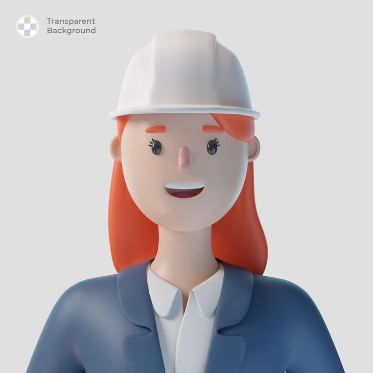 PSD avatar de personaje de dibujos animados de arquitecto 3d aislado en renderizado 3d