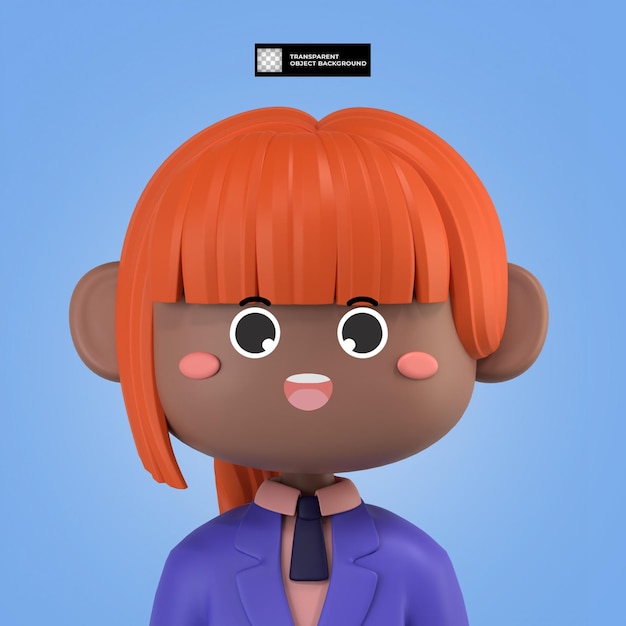 PSD avatar de personaje de dibujos animados femenino 3d aislado